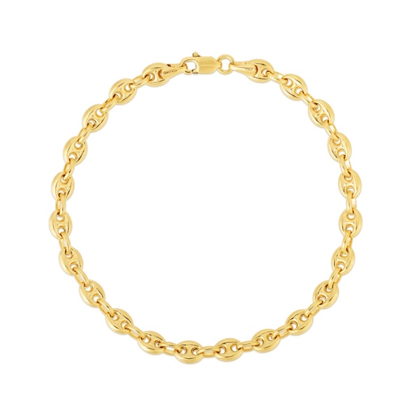 14K Solid Gold Puffy Link Bracelet - Picture 1 of 6